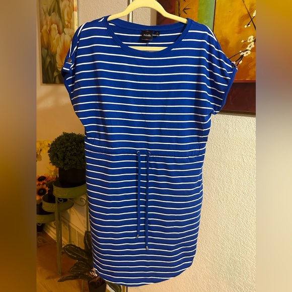 Rafaella blue/white stripe dress size M - Picture 1 of 9